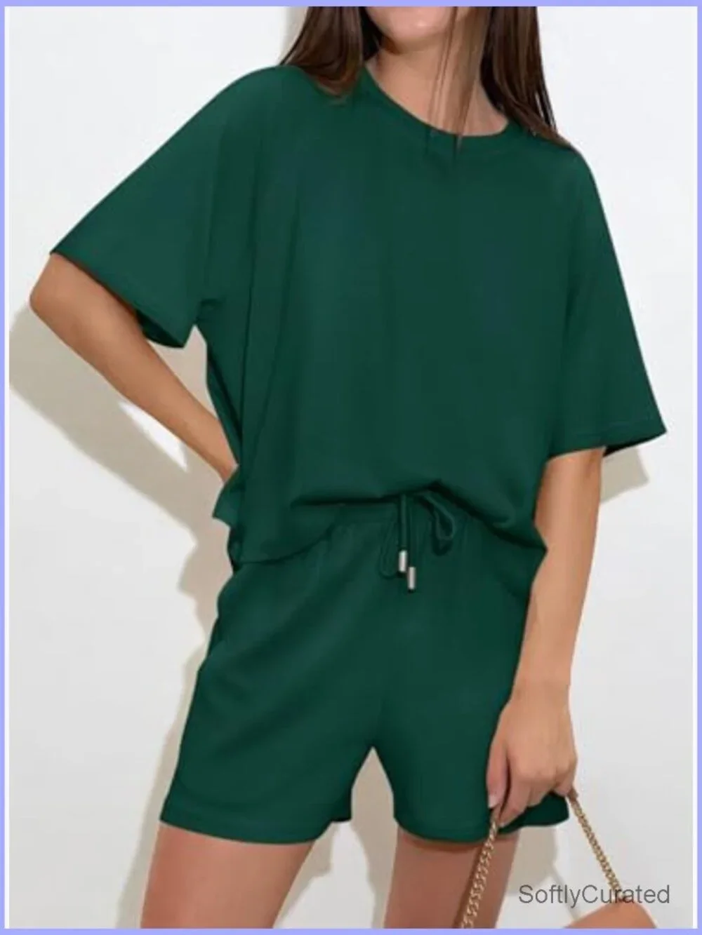 2 Piece Lounge Set Short Sleeve Top Shorts Matching Outfit